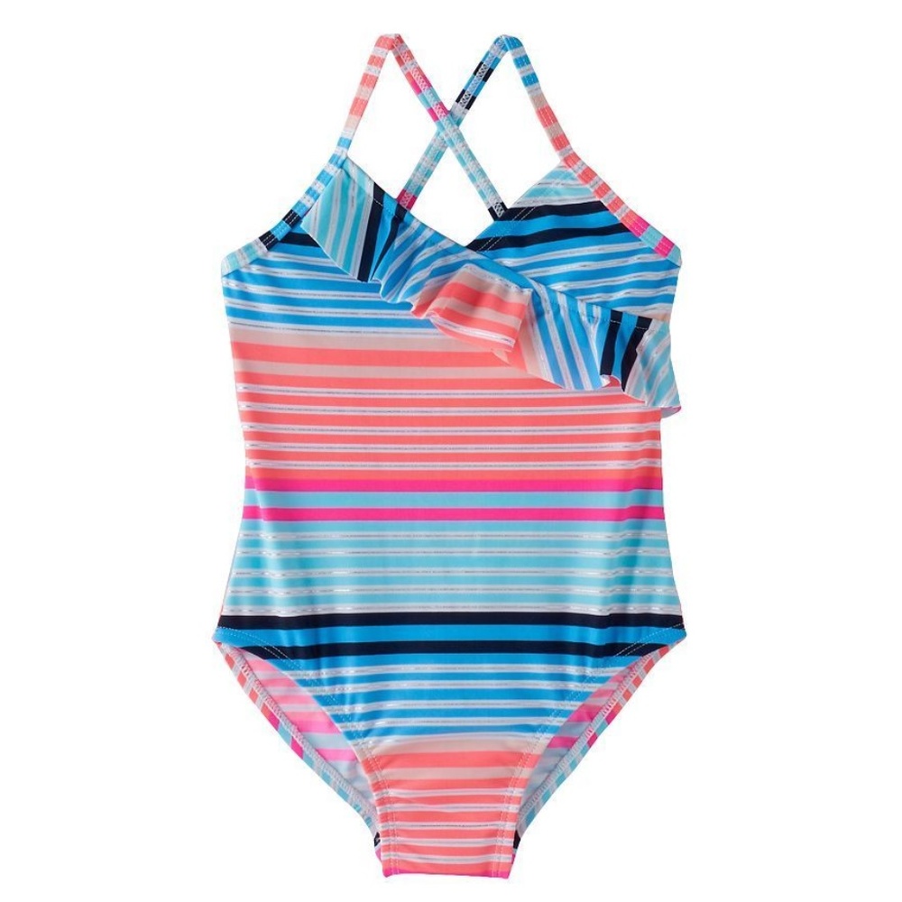Closeout Deal!  Oshkosh Ruffled Striped Swimsuit